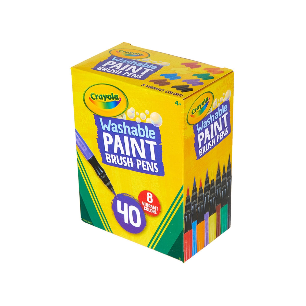 Crayola No Drip Washable Paint Brush Pens Unisex, 3-4 Years, Pack of 40