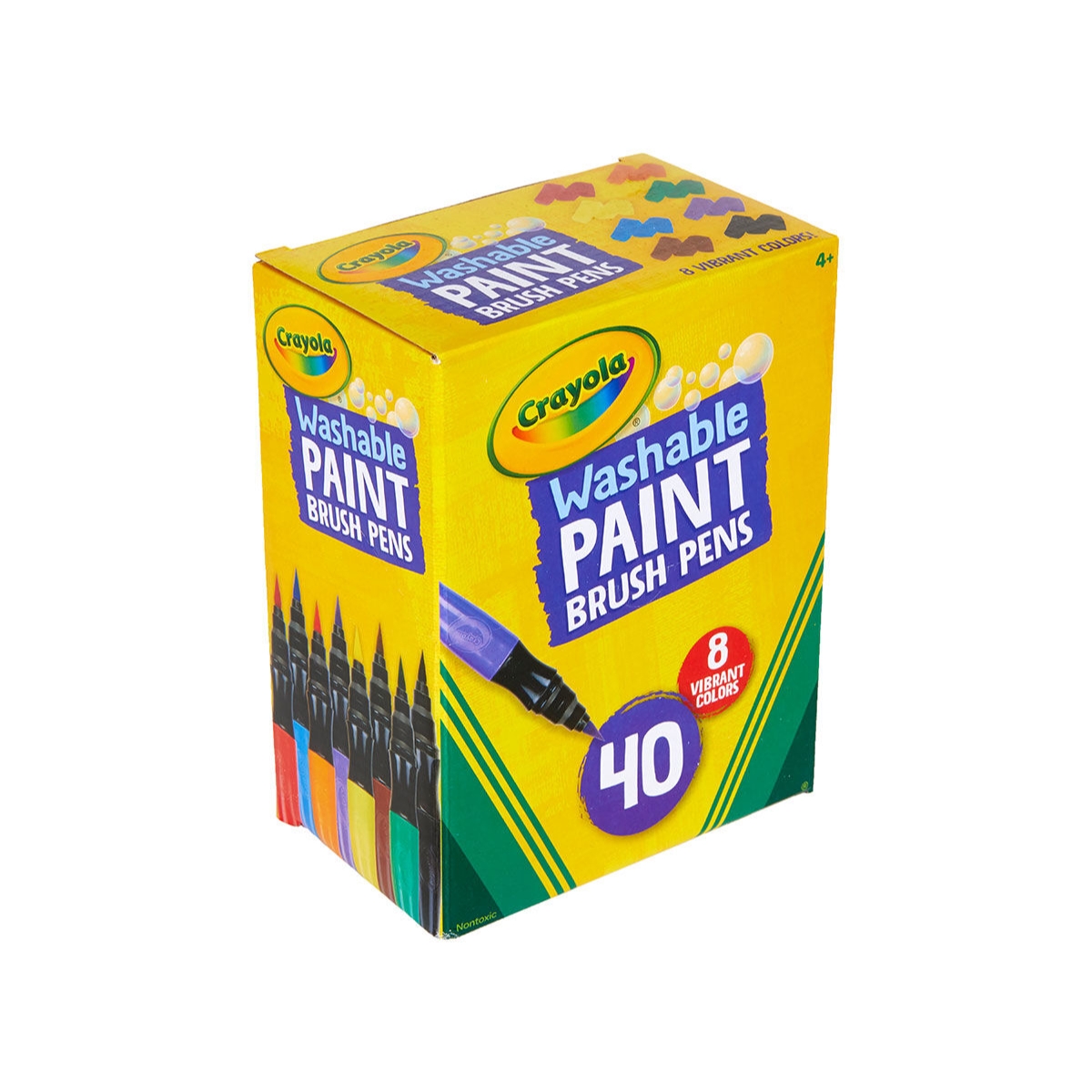 Crayola No Drip Washable Paint Brush Pens Unisex, 3-4 Years, Pack of 40