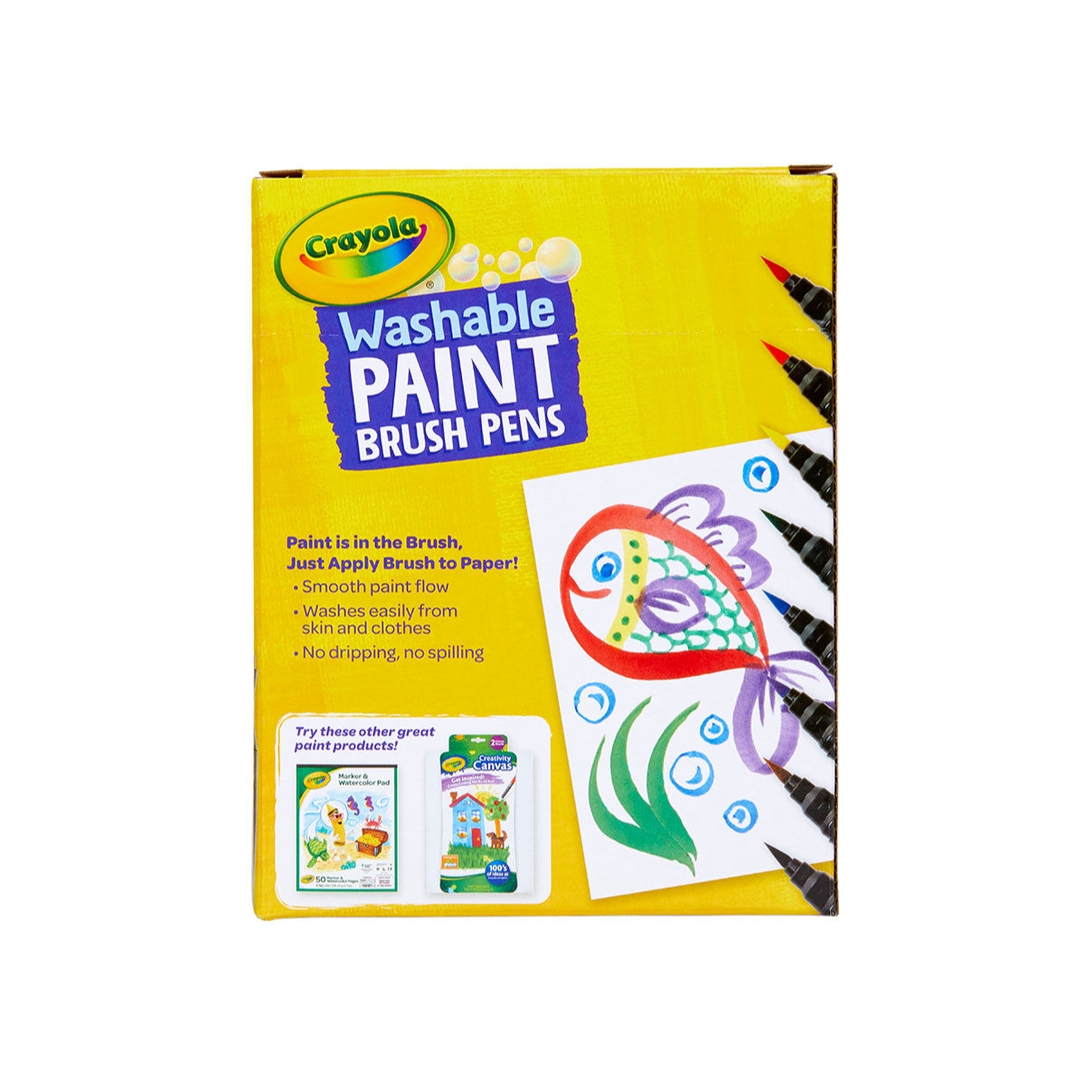 Crayola No Drip Washable Paint Brush Pens Unisex, 3-4 Years, Pack of 40