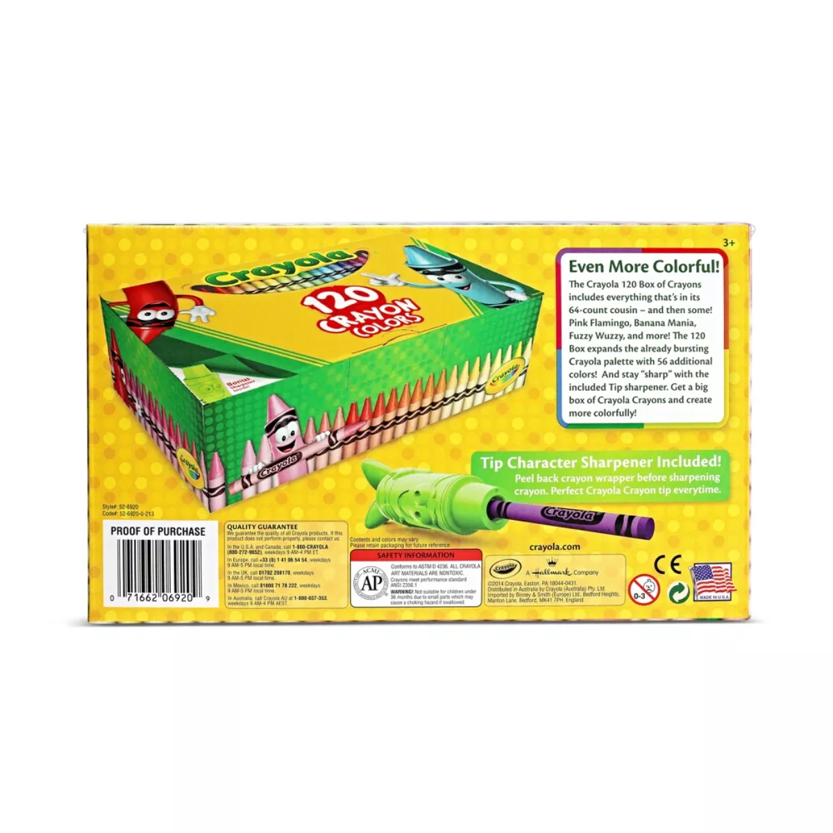 كرايولا علبة من 120 قلم شمعي غير سام للجنسين، 5-7 سنوات