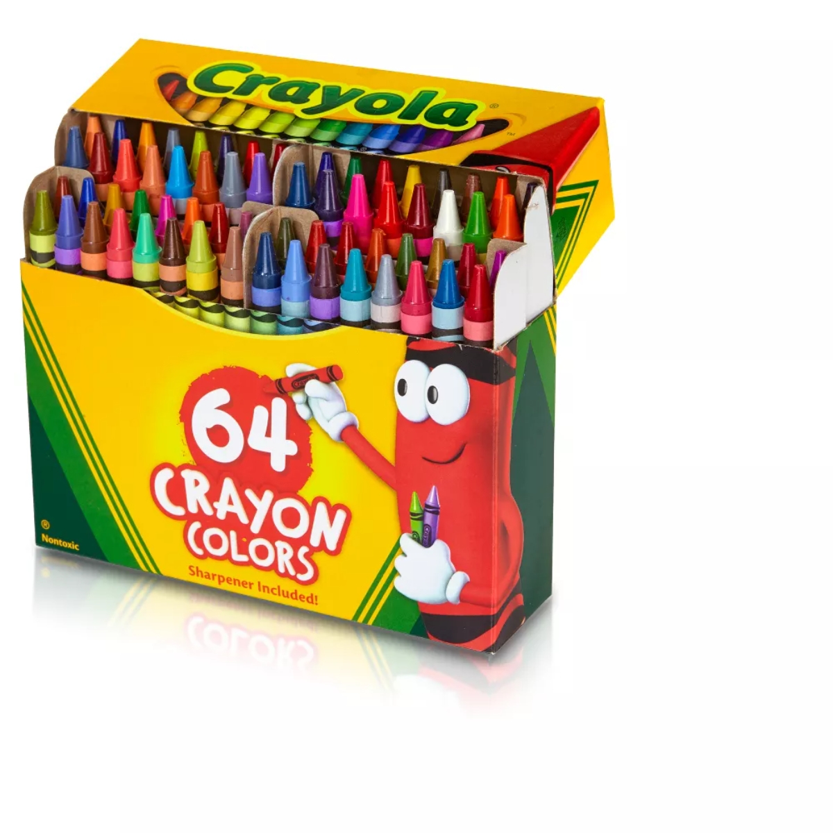 Crayola Non-Toxic Crayons with Sharpener Unisex, 3-4 Years, Pack of 64
