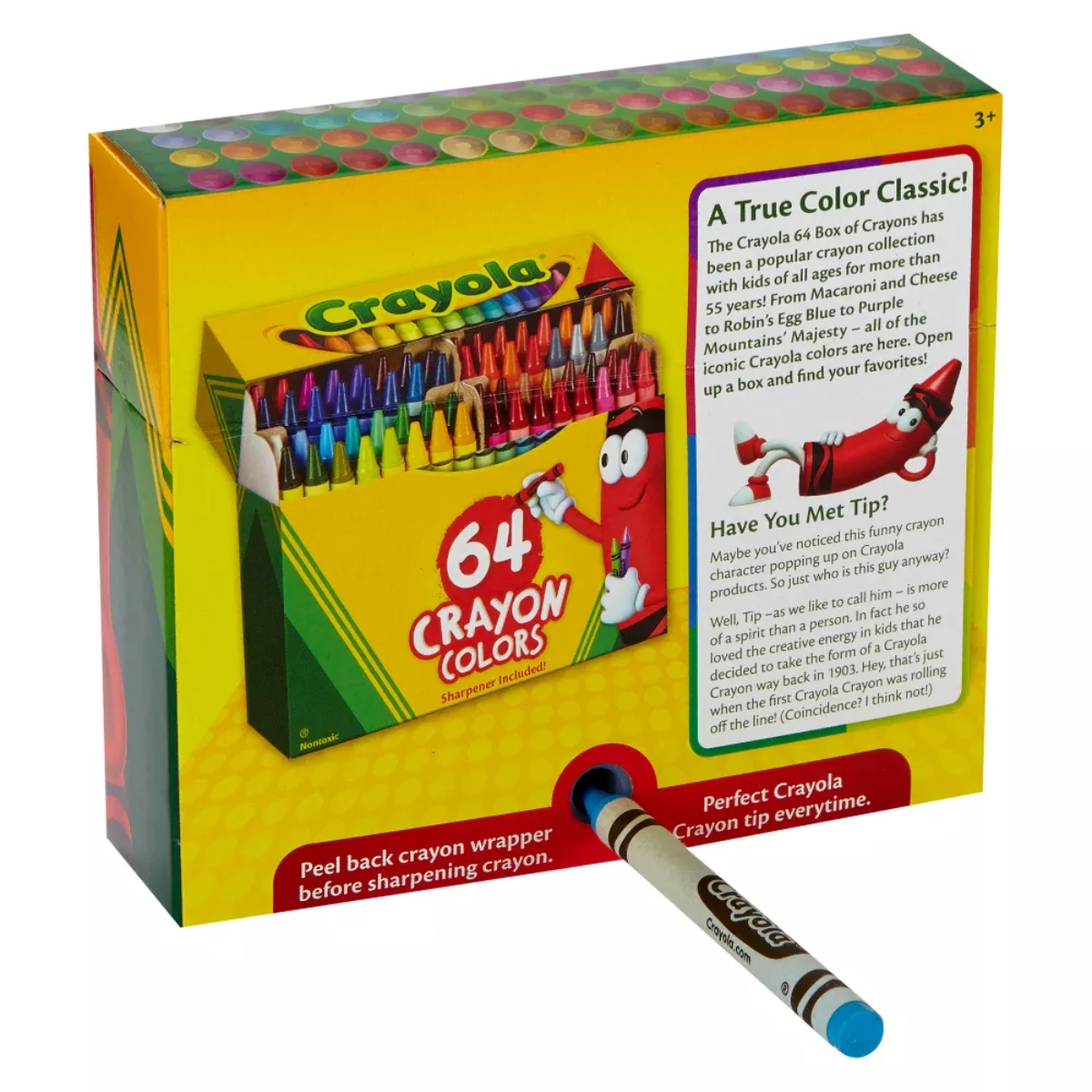 Crayola Non-Toxic Crayons with Sharpener Unisex, 3-4 Years, Pack of 64