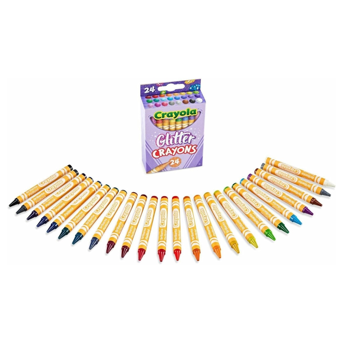 كرايولا علبة من 24 قلم شمعي جليتر غير سام للجنسين، 5-7 سنوات