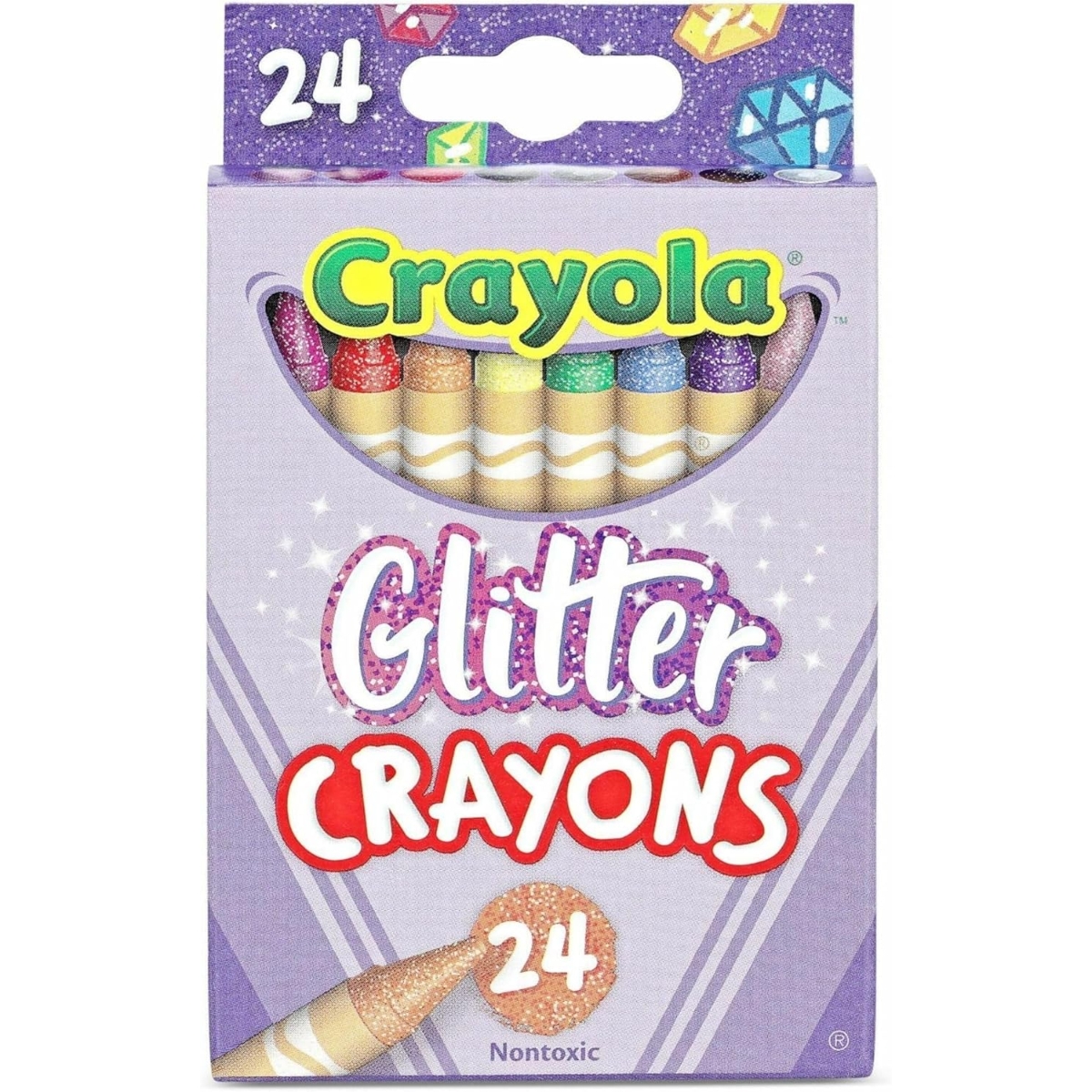 كرايولا علبة من 24 قلم شمعي جليتر غير سام للجنسين، 5-7 سنوات