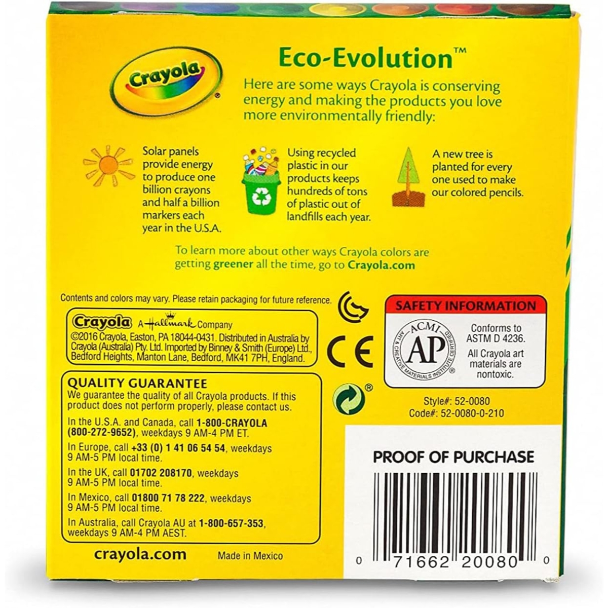 كرايولا علبة من 8 أقلام شمعية كبيرة غير سامة للجنسين، 3-4 سنوات