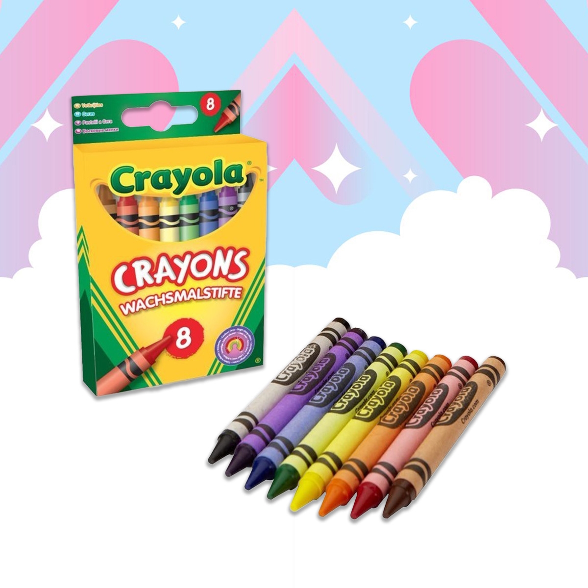 كرايولا أقلام شمعية آمنة وغير سامة قابلة للتعليق للجنسين، 3-4 سنوات، عدد 8