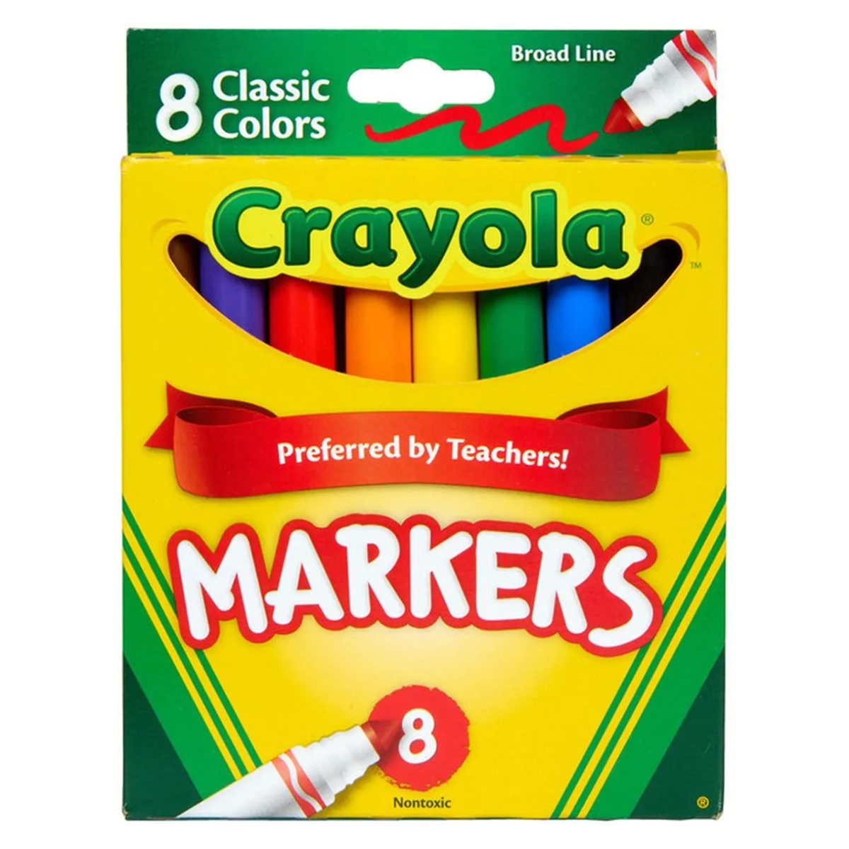 Crayola Non-Washable Classic Colors Broad Line Markers Unisex, 3-4 Years, Pack of 8