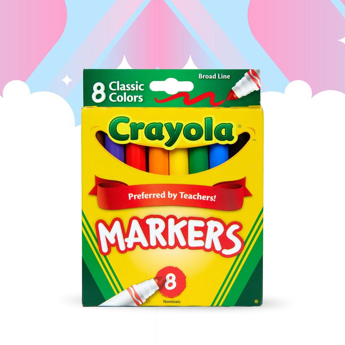 Crayola Non-Washable Classic Colors Broad Line Markers Unisex, 3-4 Years, Pack of 8