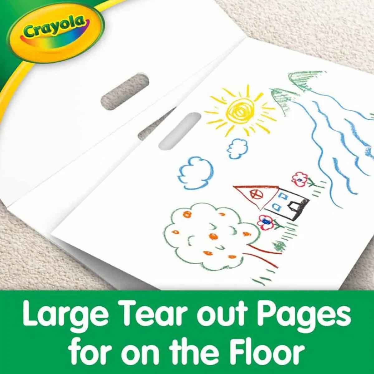 كرايولا مجموعة دفتر أرضي للرسم مع أقلام شمعية وباستيل زيتي وماركر عملاق ودفتر ألوان مائية مجموعة، للجنسين، 3-4 سنوات