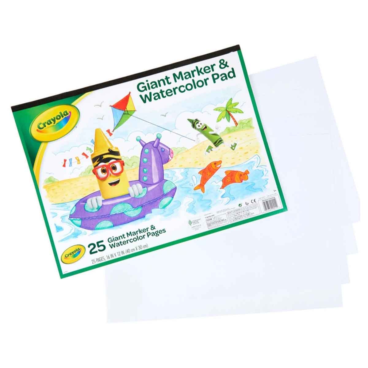 كرايولا مجموعة دفتر أرضي للرسم مع أقلام شمعية وباستيل زيتي وماركر عملاق ودفتر ألوان مائية مجموعة، للجنسين، 3-4 سنوات