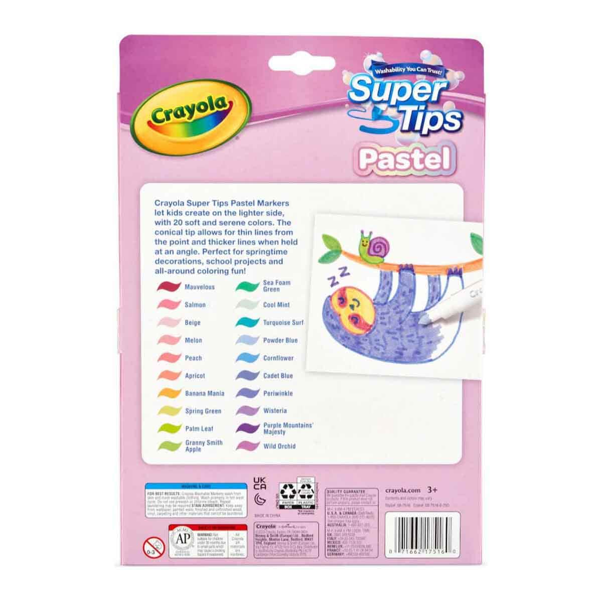 Crayola Pastel Supertip Markers Unisex, 3-4 Years, Pack of 20