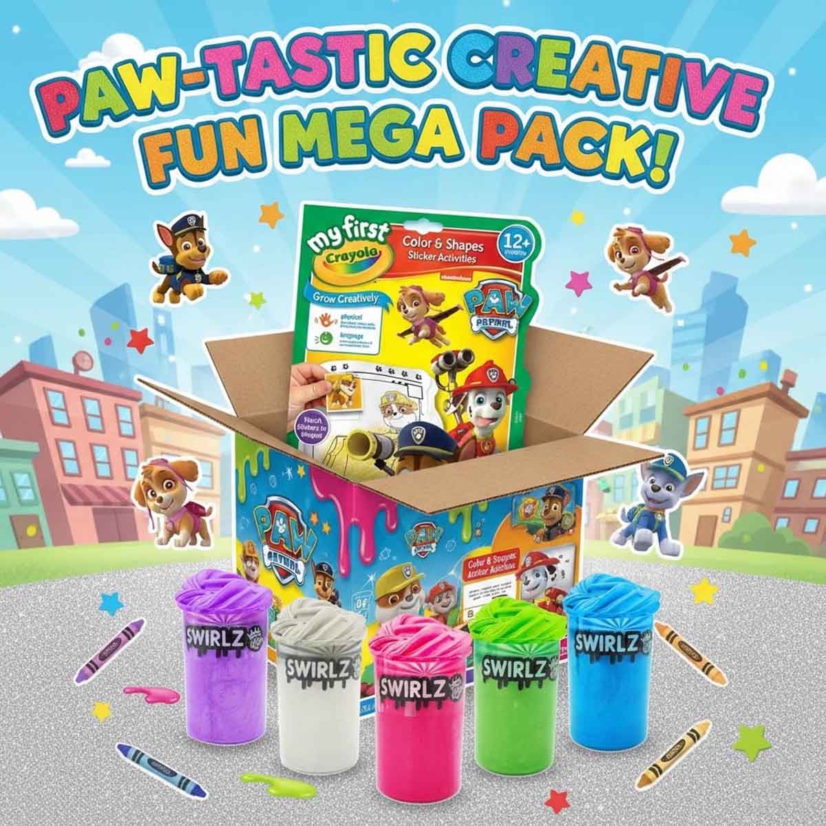 كرايولا مجموعة نشاط باو باترول مع طقم سلايم سويرلز كومباوند كينغز، للجنسين، 5-7 سنوات