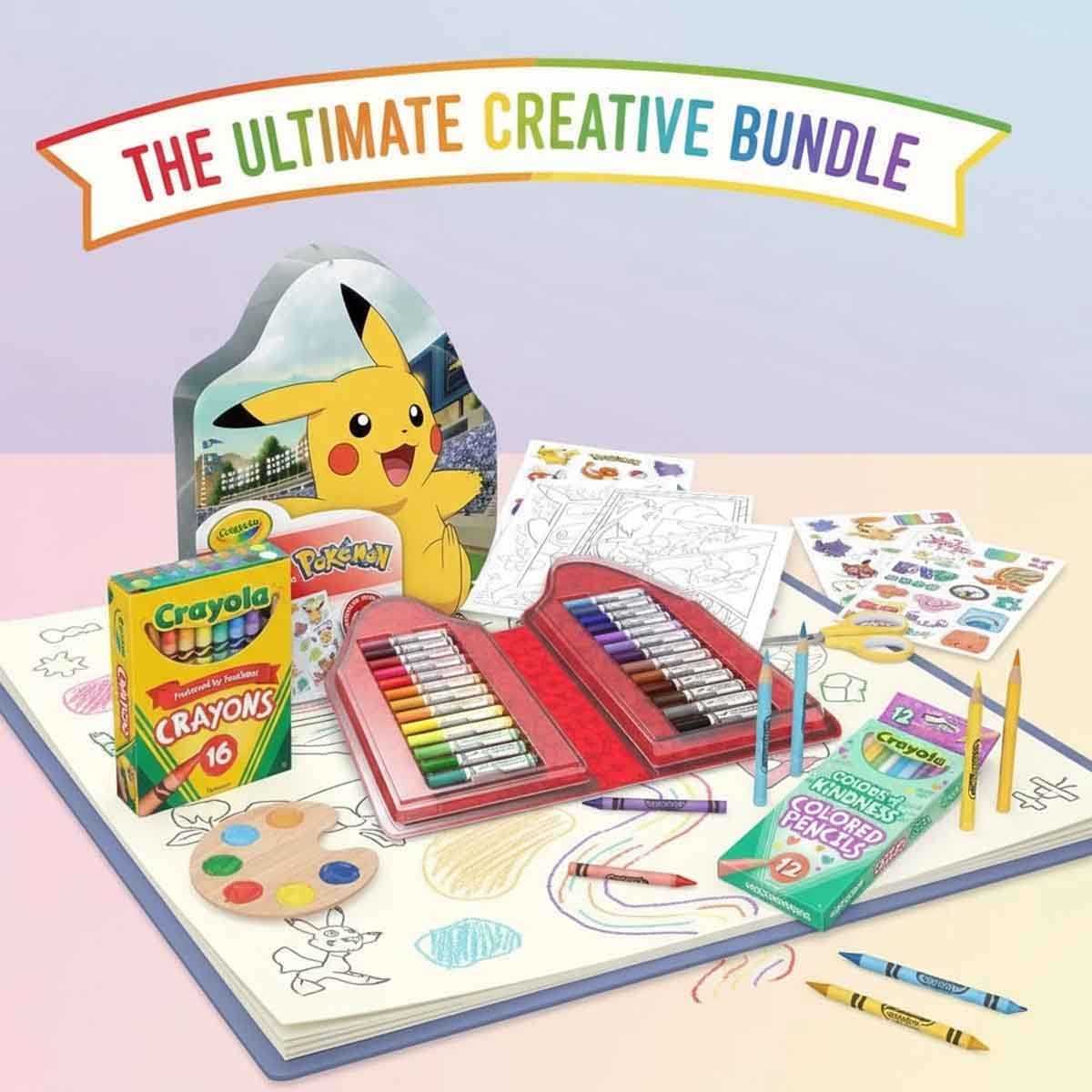 Crayola Peggable Crayons with Coloured Pencils & Sticker & Colouring Set Bundle Pack Unisex, 5-7 Years