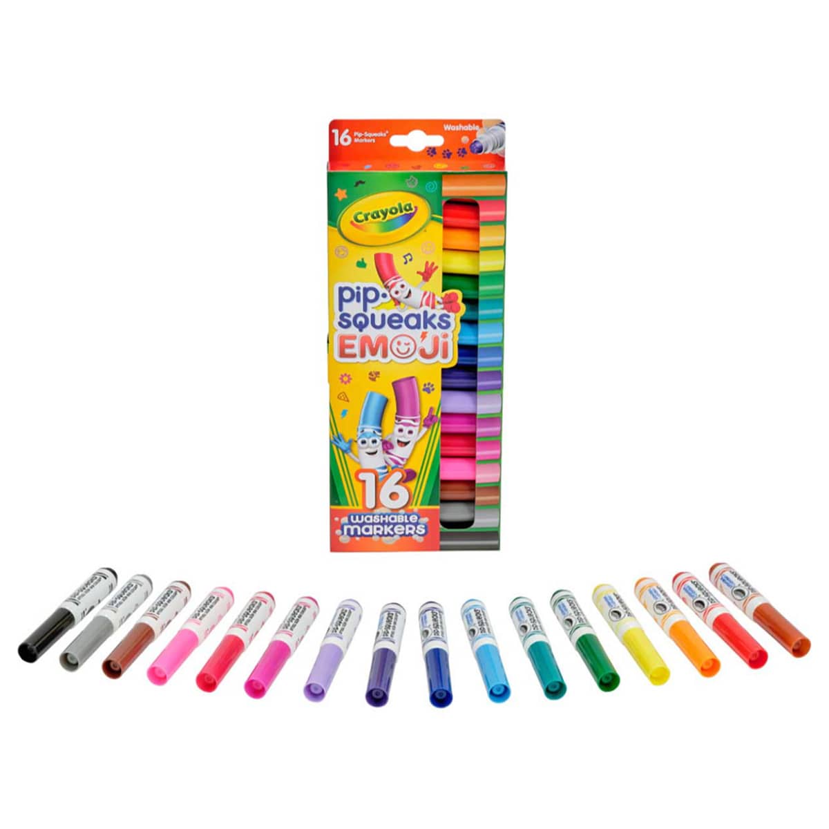 Crayola Pip-Squeaks Emoji Stamp Markers Unisex, 3-4 Years, Pack of 16