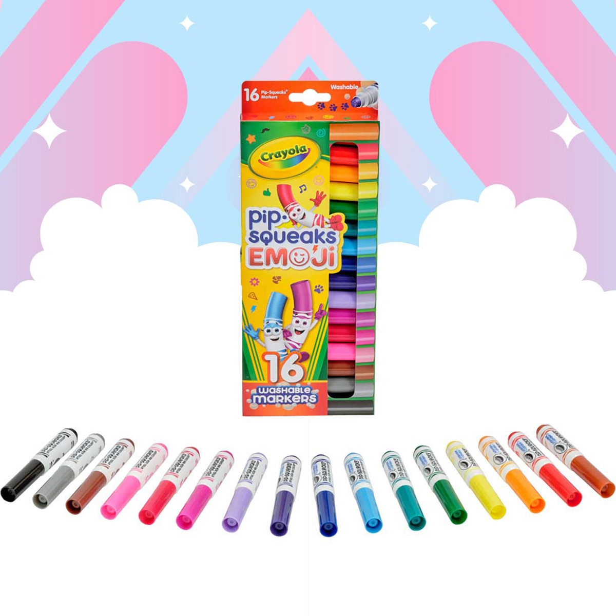كرايولا بيب سويكس ماركرز طابع إيموجي للجنسين، 3-4 سنوات، مجموعة من 16