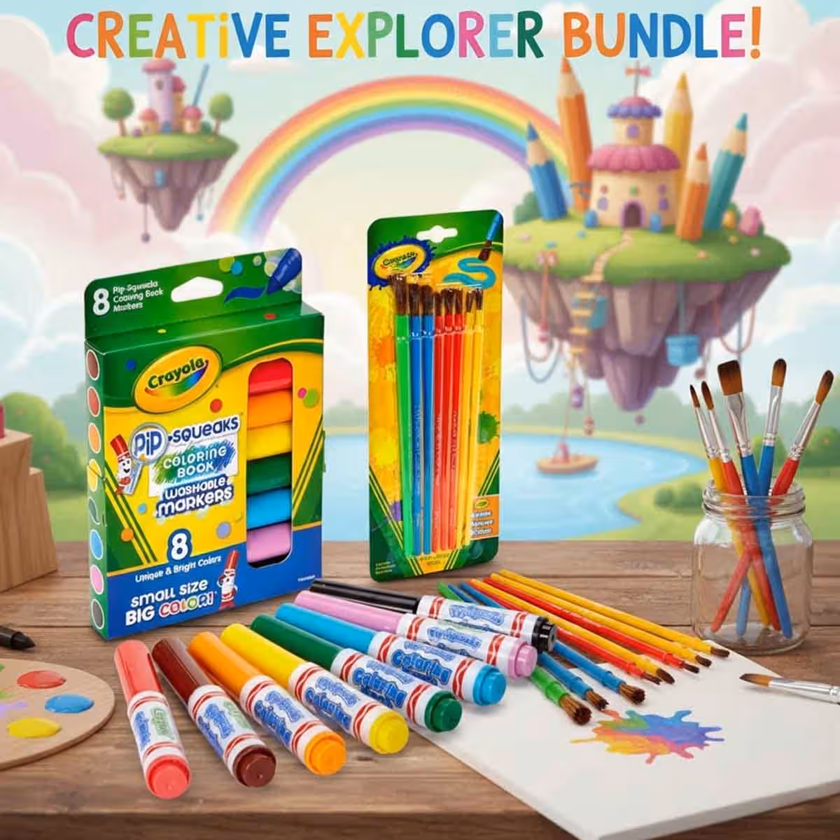Crayola Pip Squeaks Washable Markers & Paint Brush Bundle Pack Unisex, 3-4 Years
