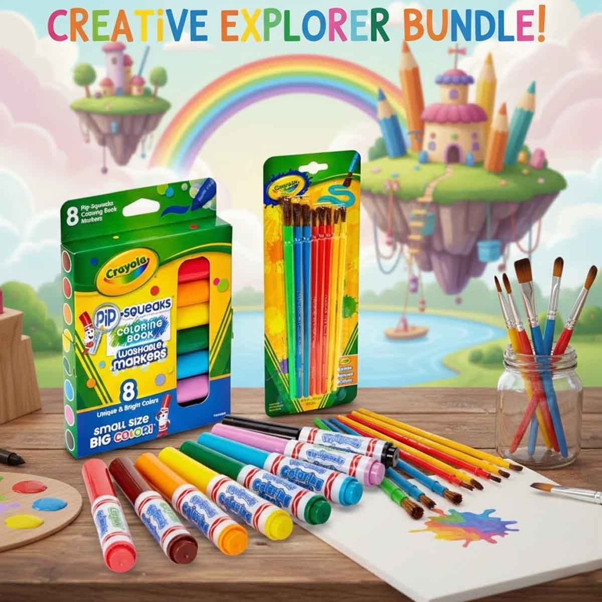 Crayola Pip Squeaks Washable Markers & Paint Brush Bundle Pack Unisex, 3-4 Years