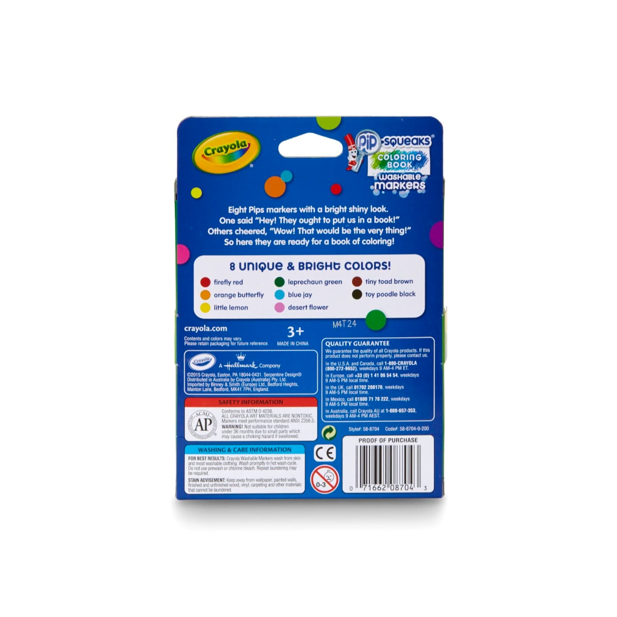 Crayola Pip Squeaks Washable Markers Unisex, 3-4 Years, Pack of 8