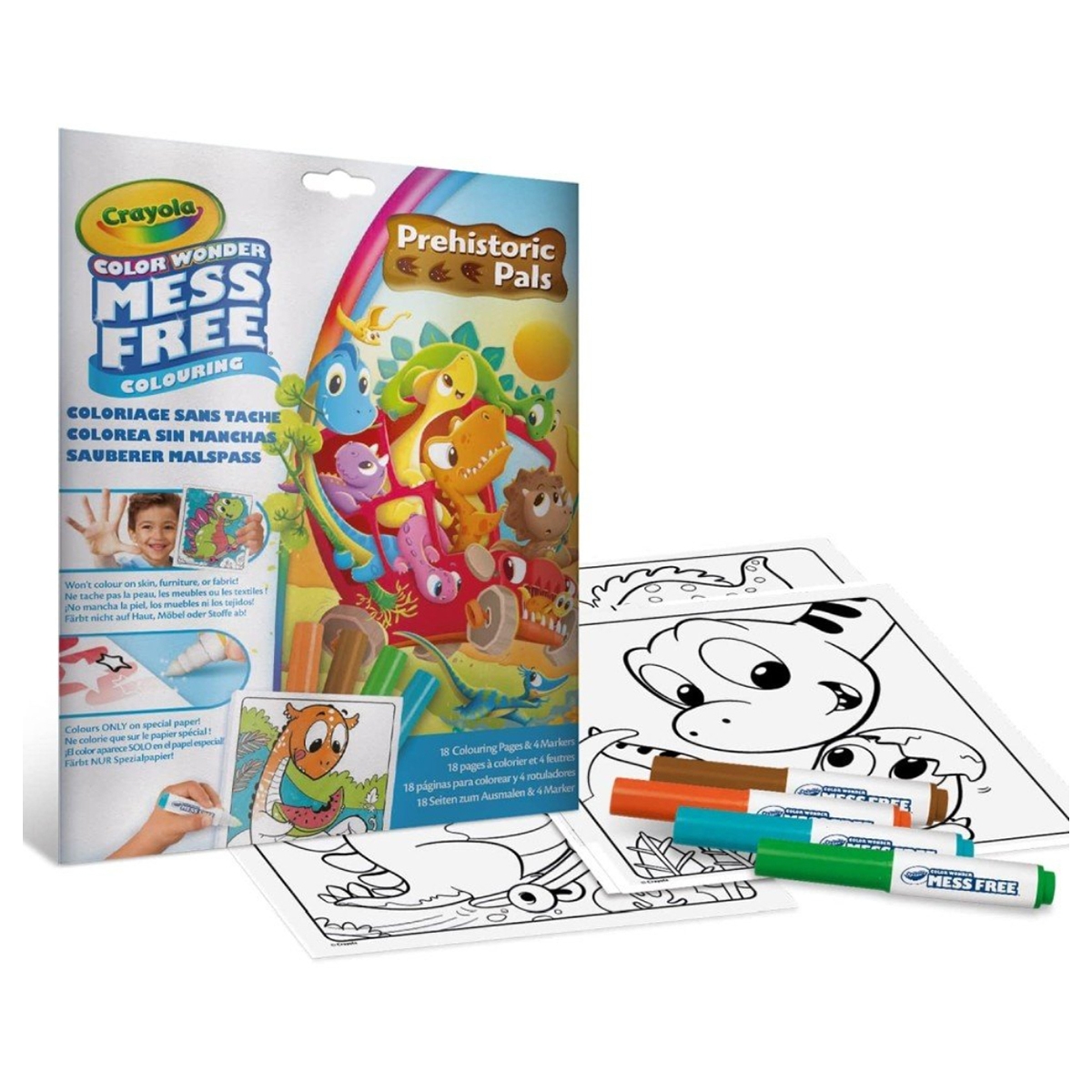 Crayola Prehistoric Pals Color Wonder Coloring Book and Markers Set Unisex, 3-4 Years