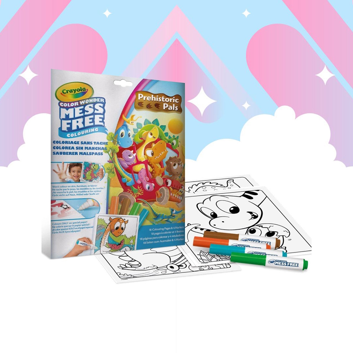 Crayola Prehistoric Pals Color Wonder Coloring Book and Markers Set Unisex, 3-4 Years