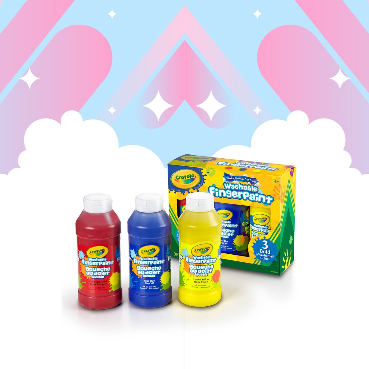 كرايولا ألوان أصابع قابلة للغسل، أساسية، مجموعة 3، للجنسين من 3 إلى 4 سنوات