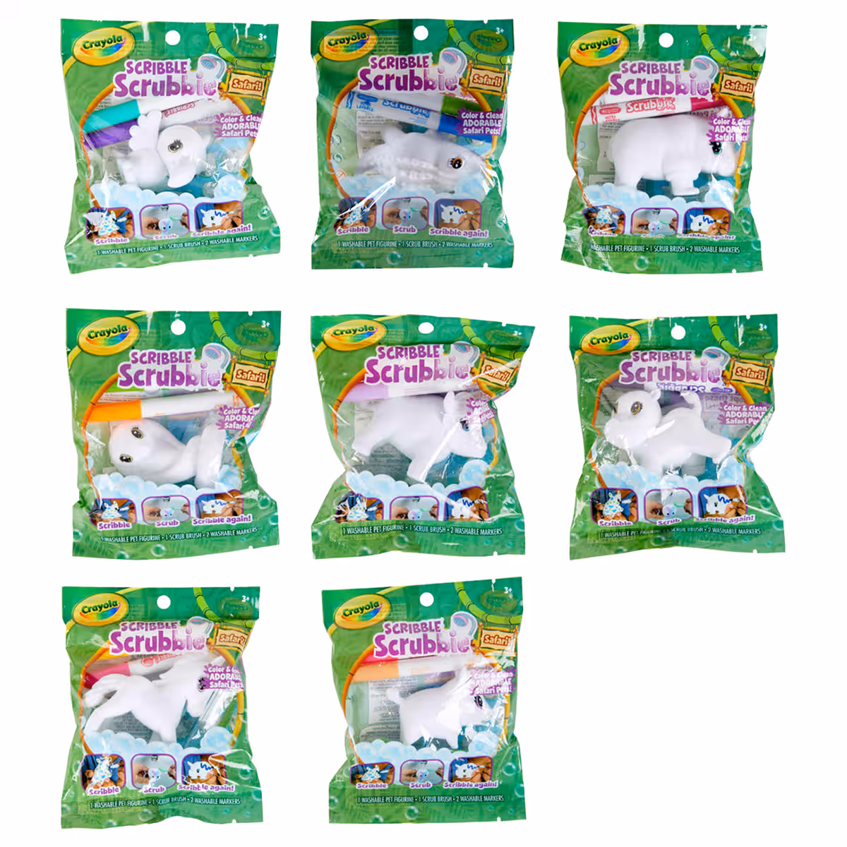 Crayola Safari Animals Assorted Scribble Scrubbie Unisex, 3-4 Years