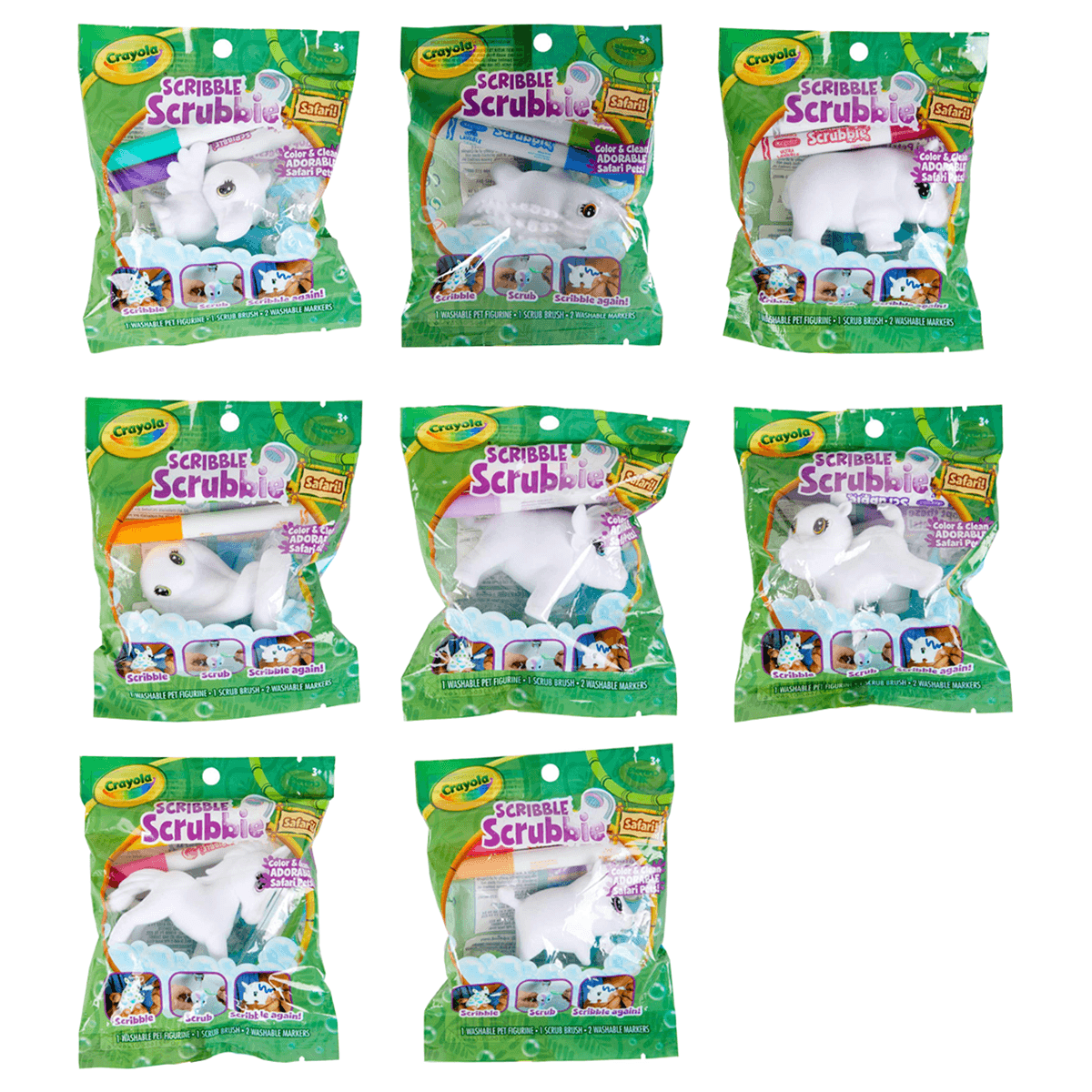 Crayola Safari Animals Assorted Scribble Scrubbie Unisex, 3-4 Years