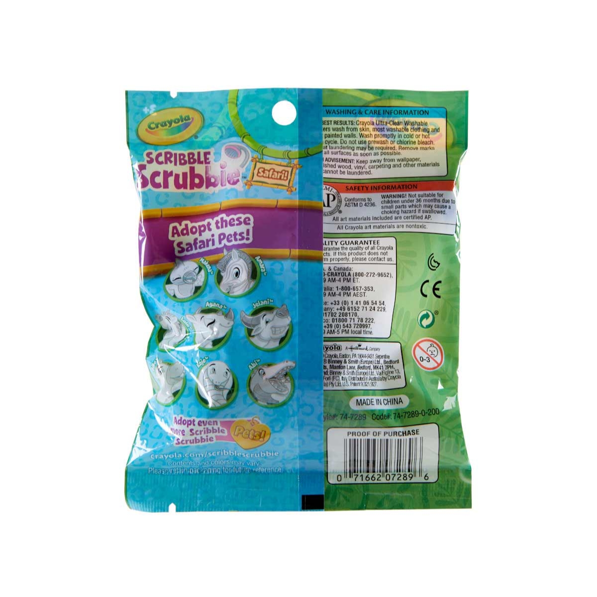 Crayola Safari Animals Assorted Scribble Scrubbie Unisex, 3-4 Years