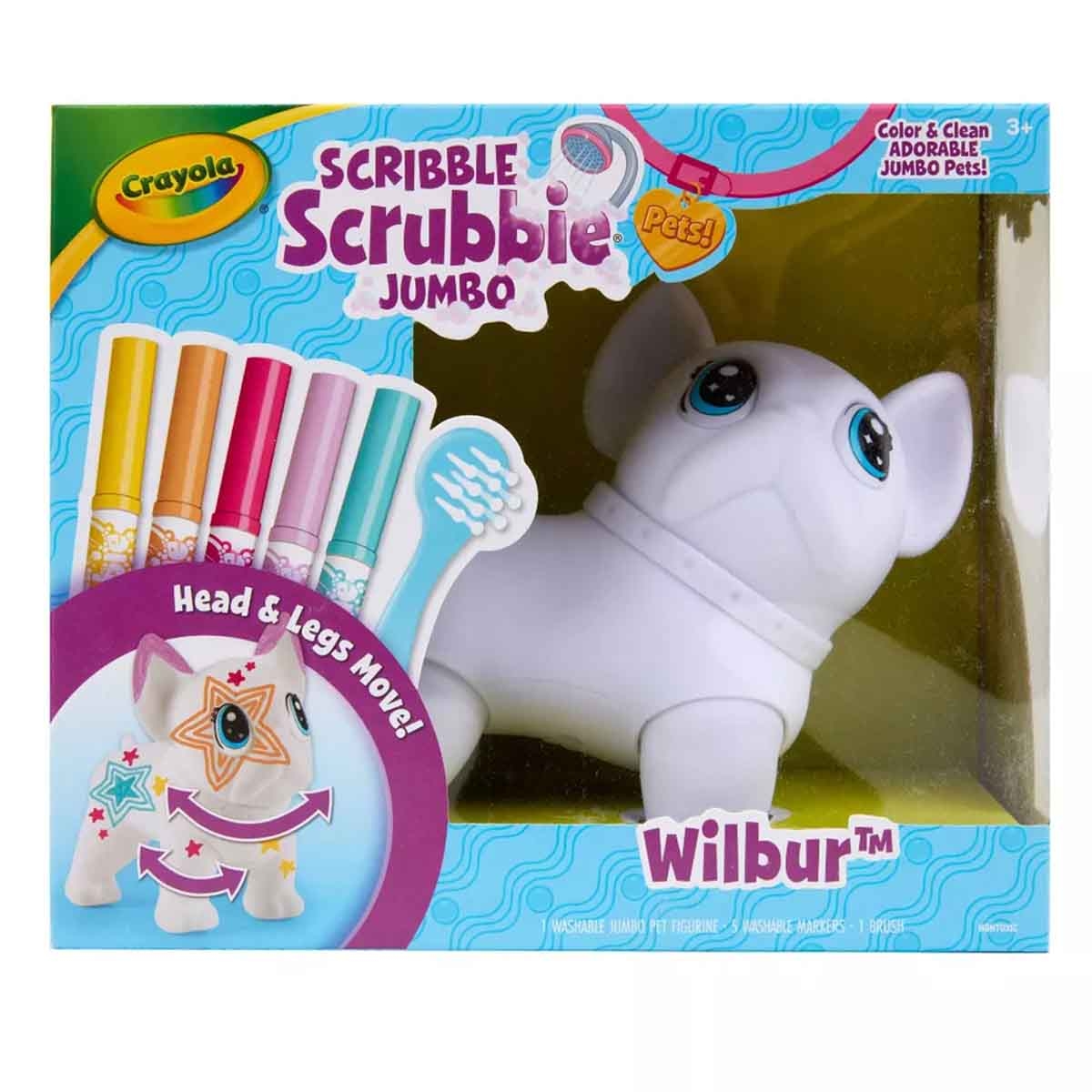 Crayola Scribble Scrubbie Big Wilbur the French Bulldog Jumbo Pet Playset Unisex, 3-4 Years