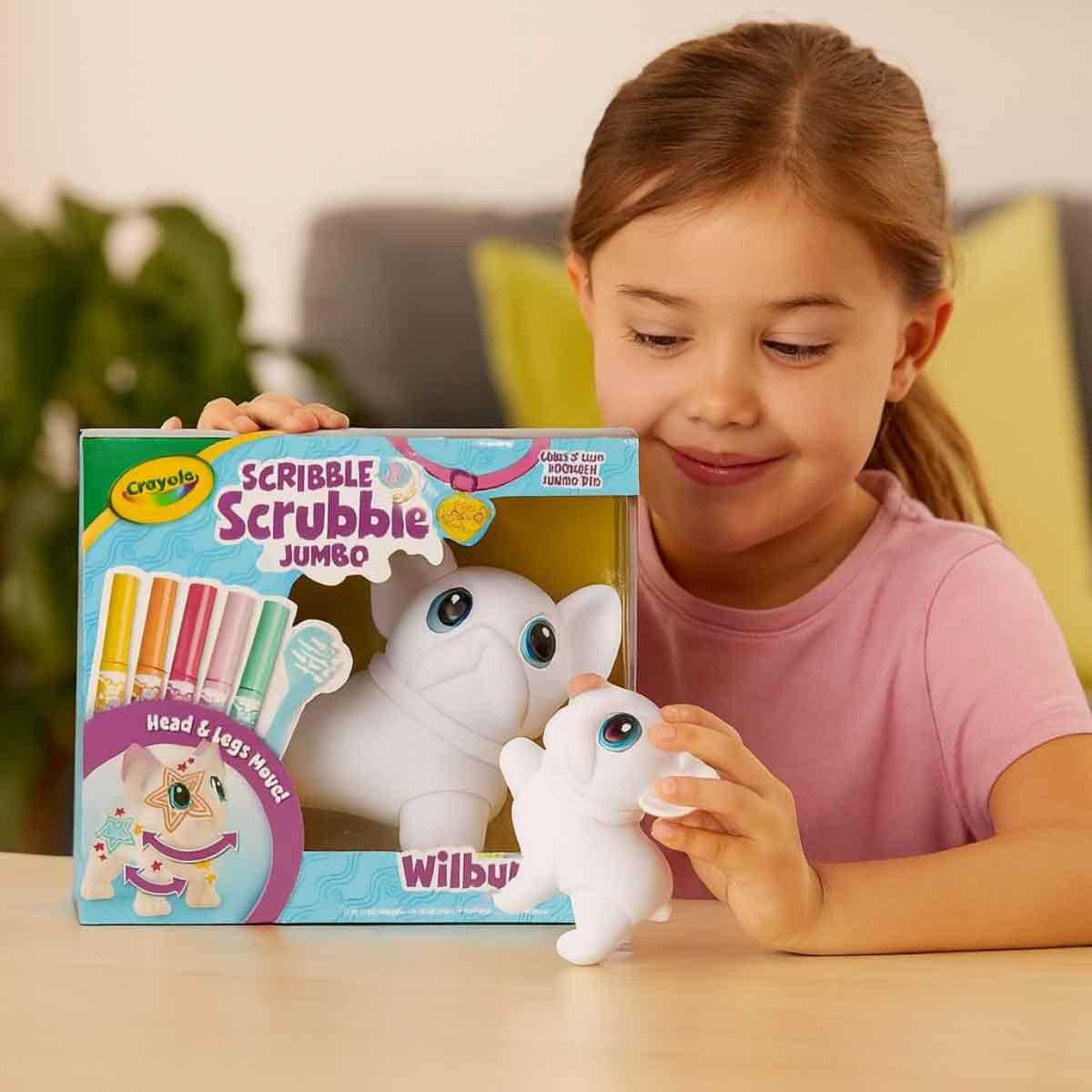 Crayola Scribble Scrubbie Big Wilbur the French Bulldog Jumbo Pet Playset Unisex, 3-4 Years