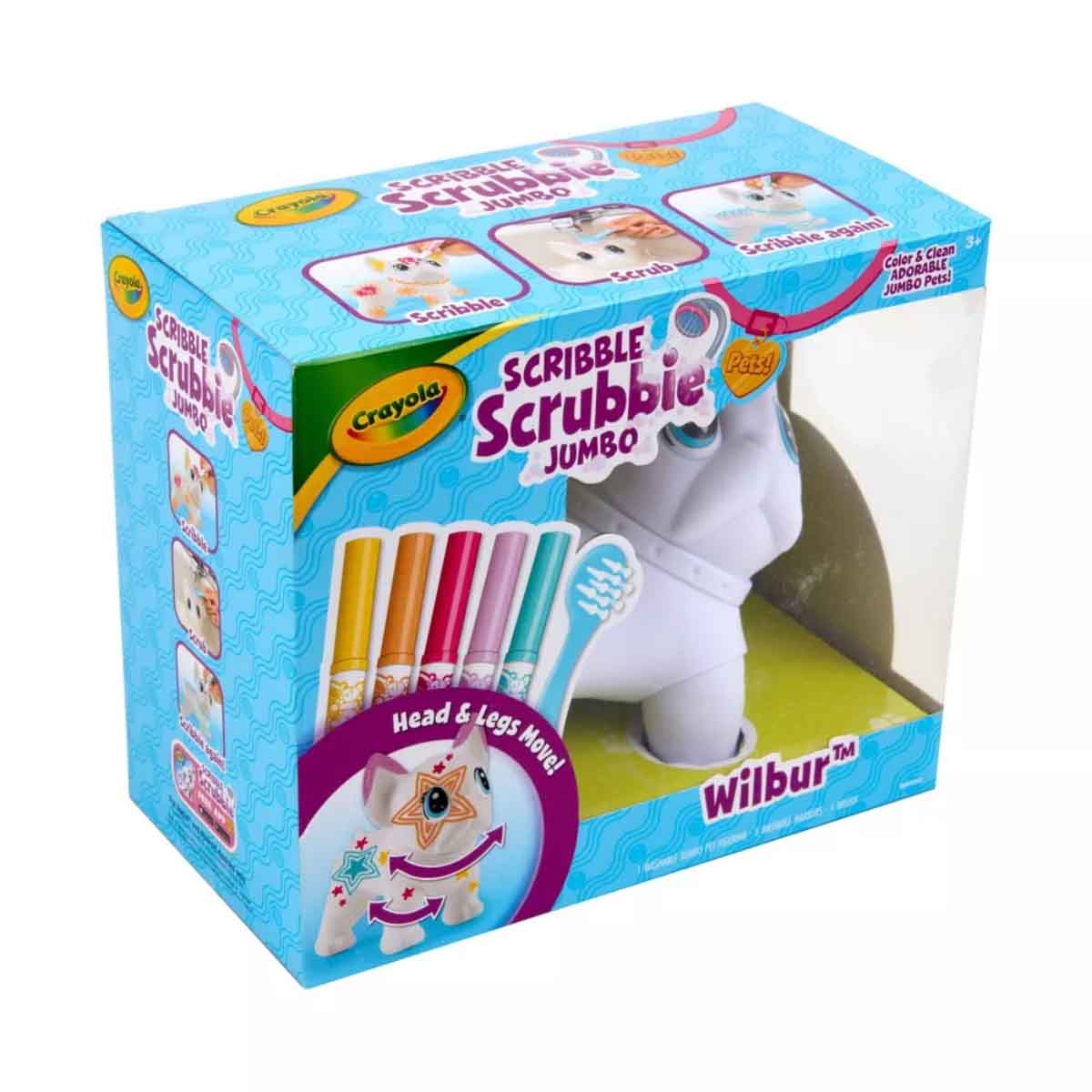 Crayola Scribble Scrubbie Big Wilbur the French Bulldog Jumbo Pet Playset Unisex, 3-4 Years
