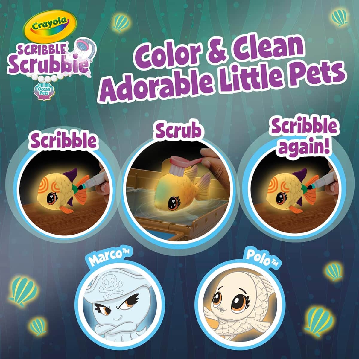 Crayola Scribble Scrubbie Ocean Treasure Chest Unisex, 3-4 Years
