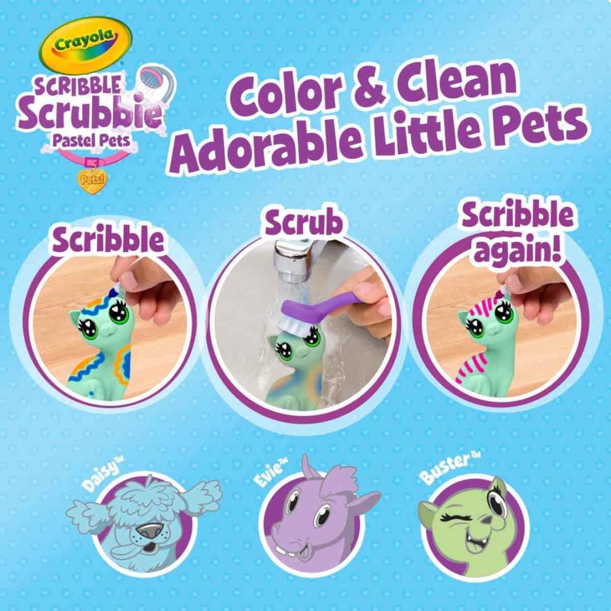 Crayola Scribble Scrubbie Pastel Pets Playset Unisex, 3-4 Years