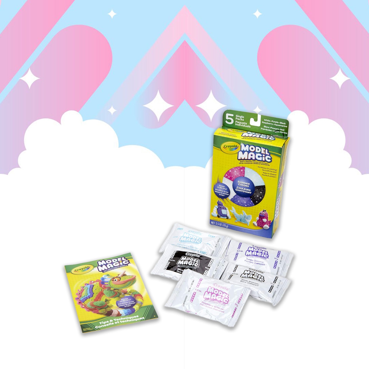 كرايولا مجموعة صلصال موديل ماجيك متنوعة بلمعة للجنسين، 3-4 سنوات، عدد 5