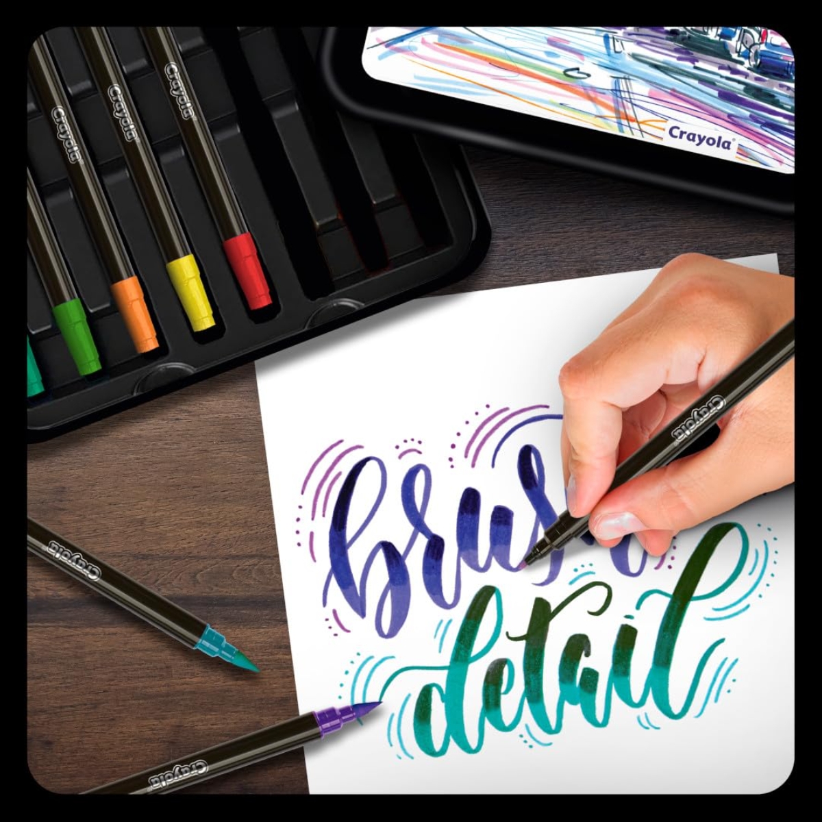 كرايولا أقلام تلوين بتوقيع فرشاة وتفاصيل ذات رأس مزدوج للجنسين، 8-10 سنوات، مجموعة من 16