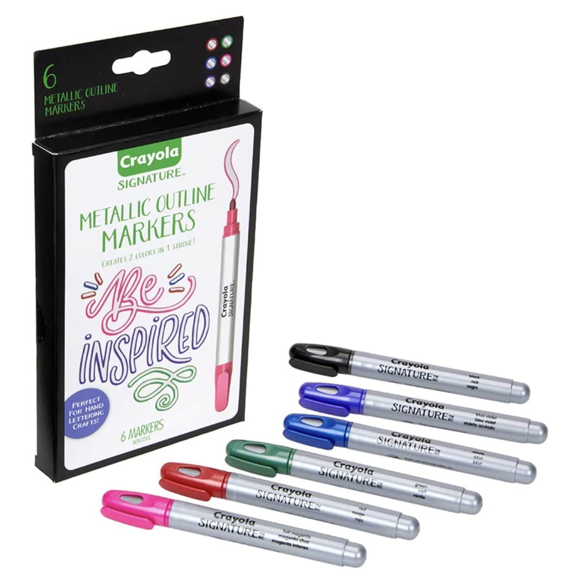 Crayola Signature Metallic Outline Markers Unisex, 8-10 Years, Pack of 6