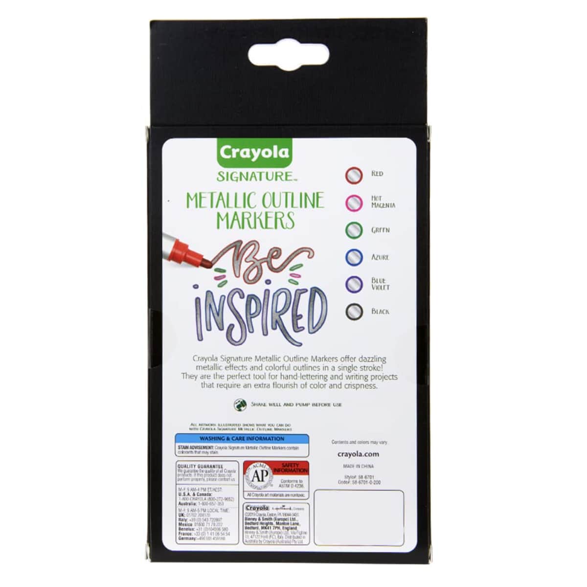 Crayola Signature Metallic Outline Markers Unisex, 8-10 Years, Pack of 6