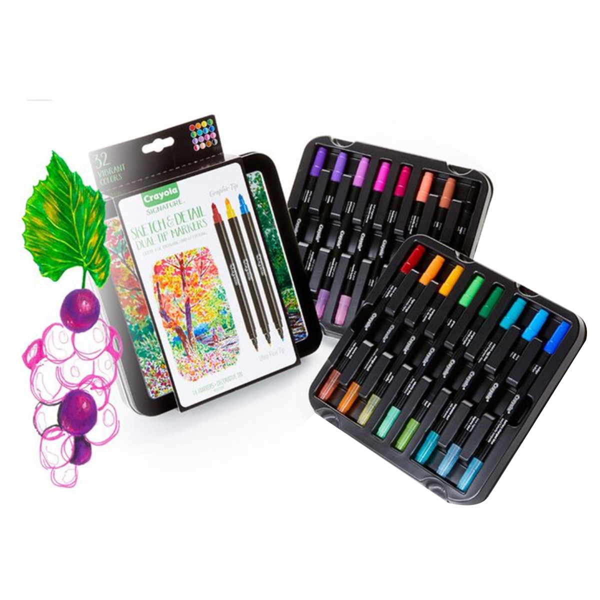 كرايولا أقلام تعليمية مزدوجة الرأس للرسم والتحديد من مجموعة سيغنيتشر، للجنسين، 8-10 سنوات، عدد 16