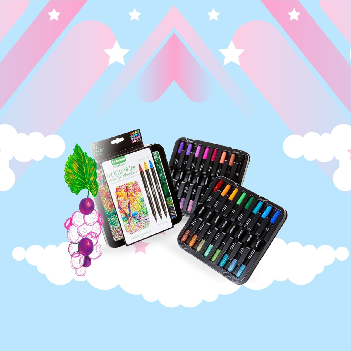 كرايولا أقلام تعليمية مزدوجة الرأس للرسم والتحديد من مجموعة سيغنيتشر، للجنسين، 8-10 سنوات، عدد 16