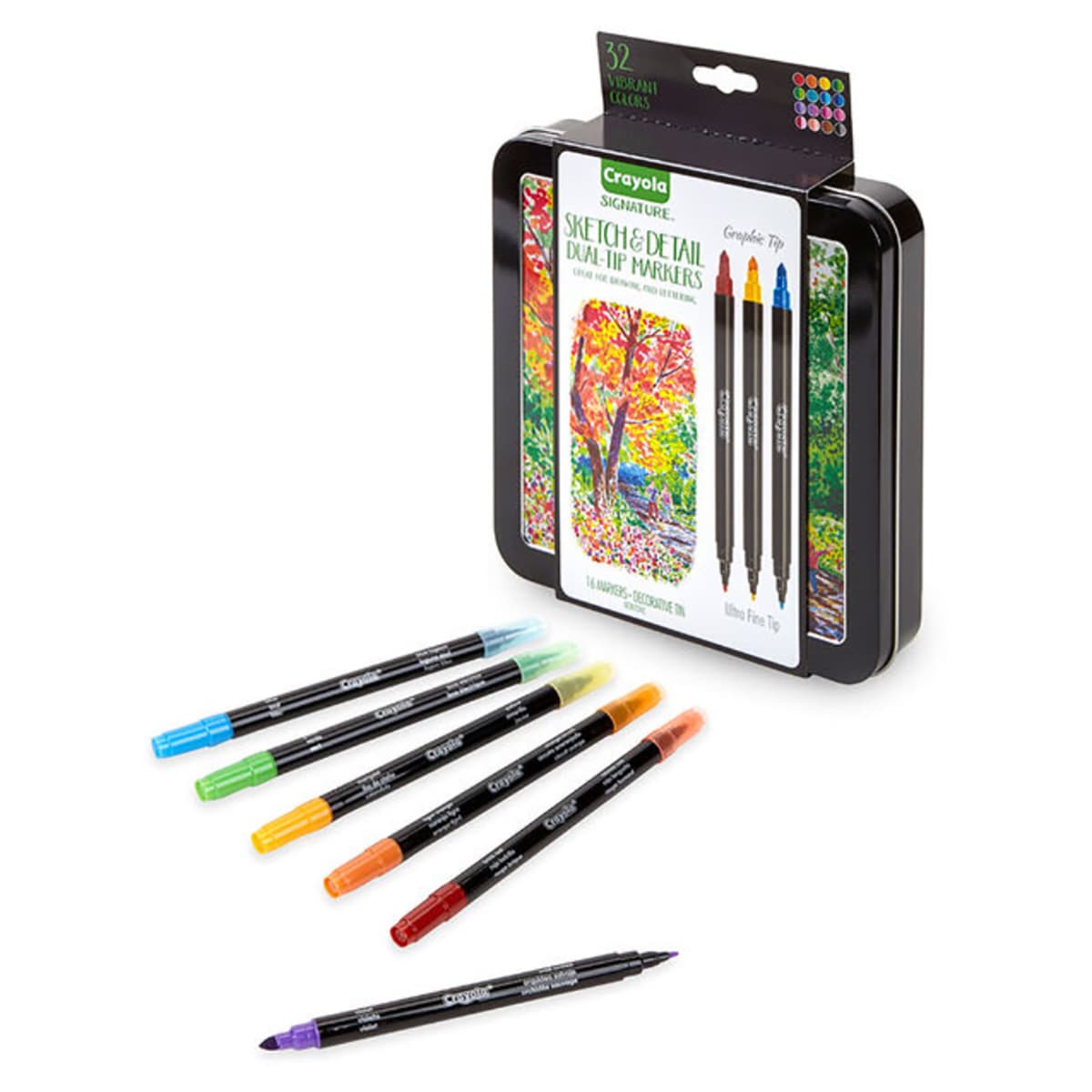 Crayola Signature Sketch & Detail Dual-Tip Markers Unisex, 8-10 Years, Pack of 16