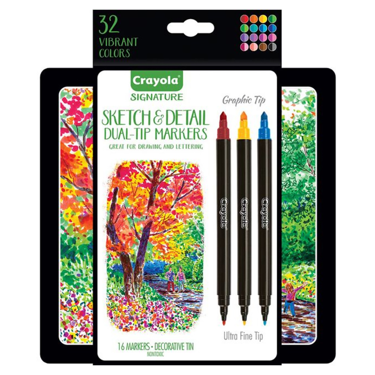 كرايولا أقلام تعليمية مزدوجة الرأس للرسم والتحديد من مجموعة سيغنيتشر، للجنسين، 8-10 سنوات، عدد 16