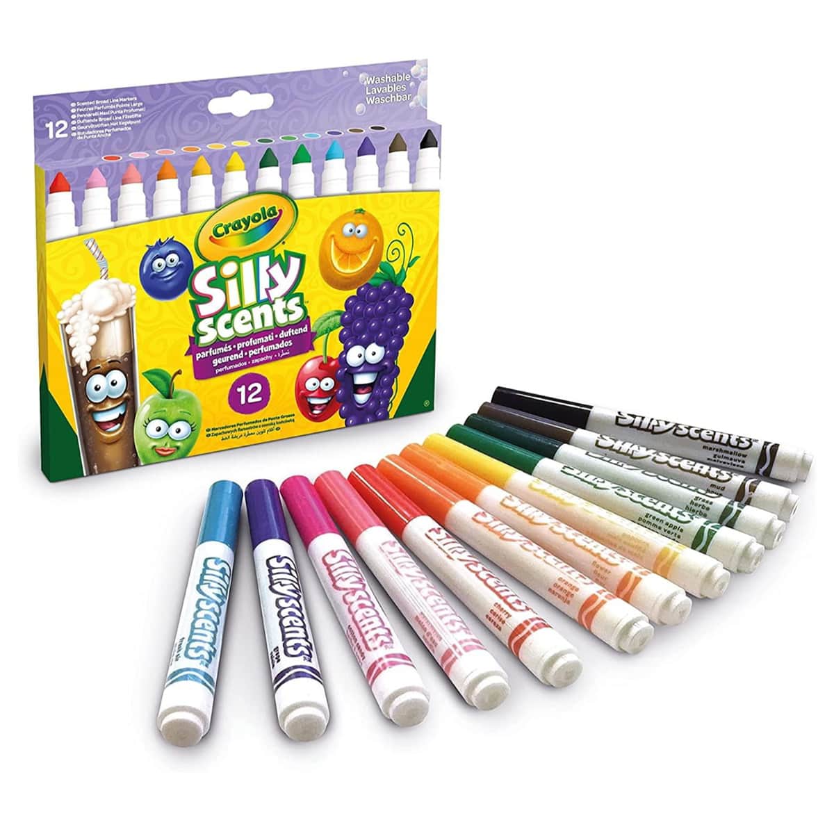 Crayola Silly Scents Scented Washable Broadline Markers Unisex, 3-4 Years, Pack of 12