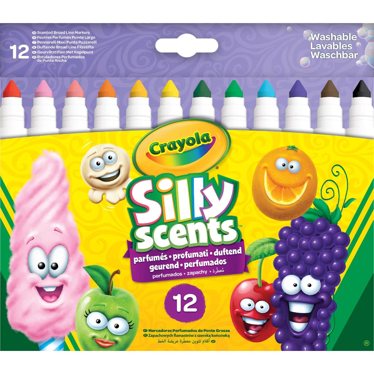 Crayola Silly Scents Scented Washable Broadline Markers Unisex, 3-4 Years, Pack of 12