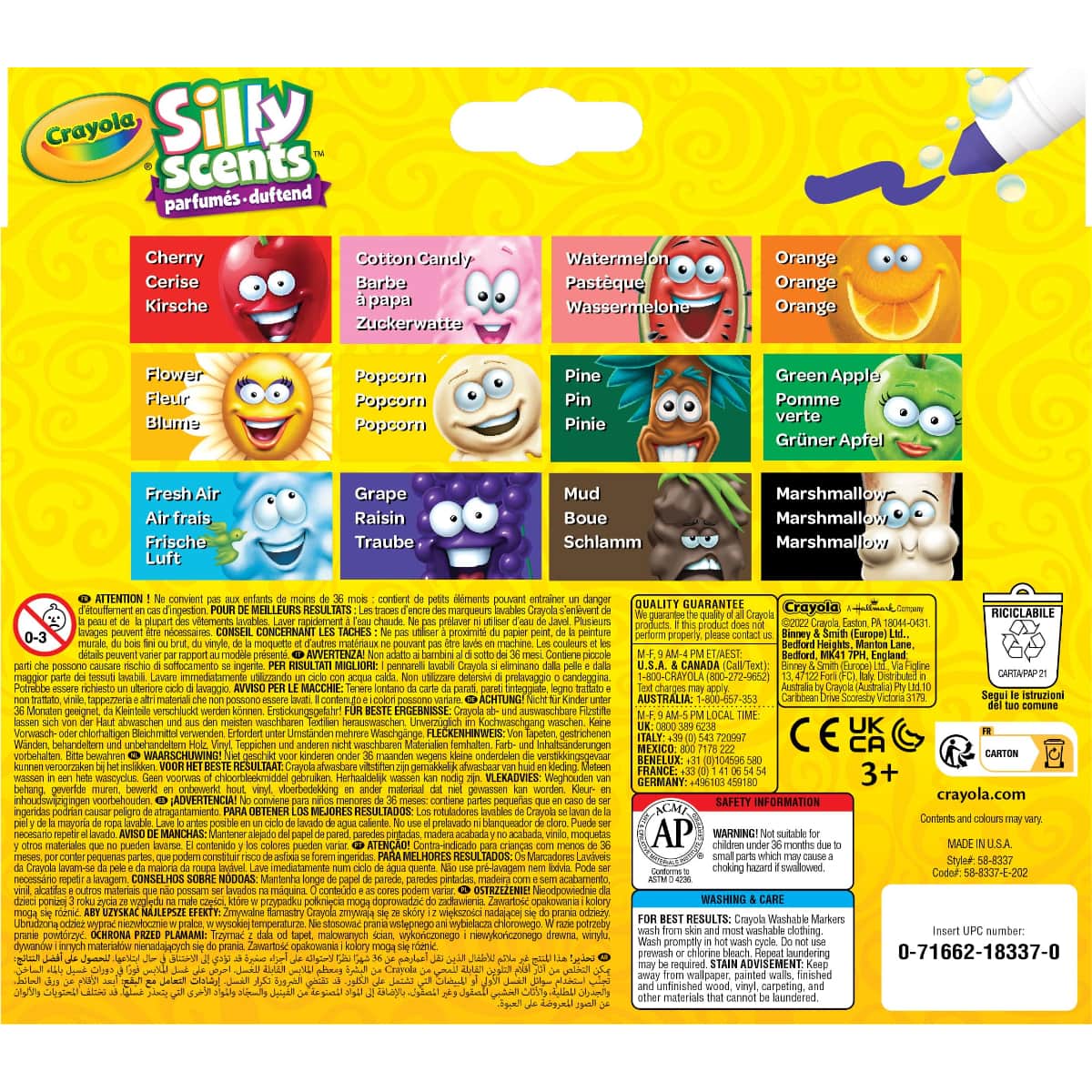 Crayola Silly Scents Scented Washable Broadline Markers Unisex, 3-4 Years, Pack of 12
