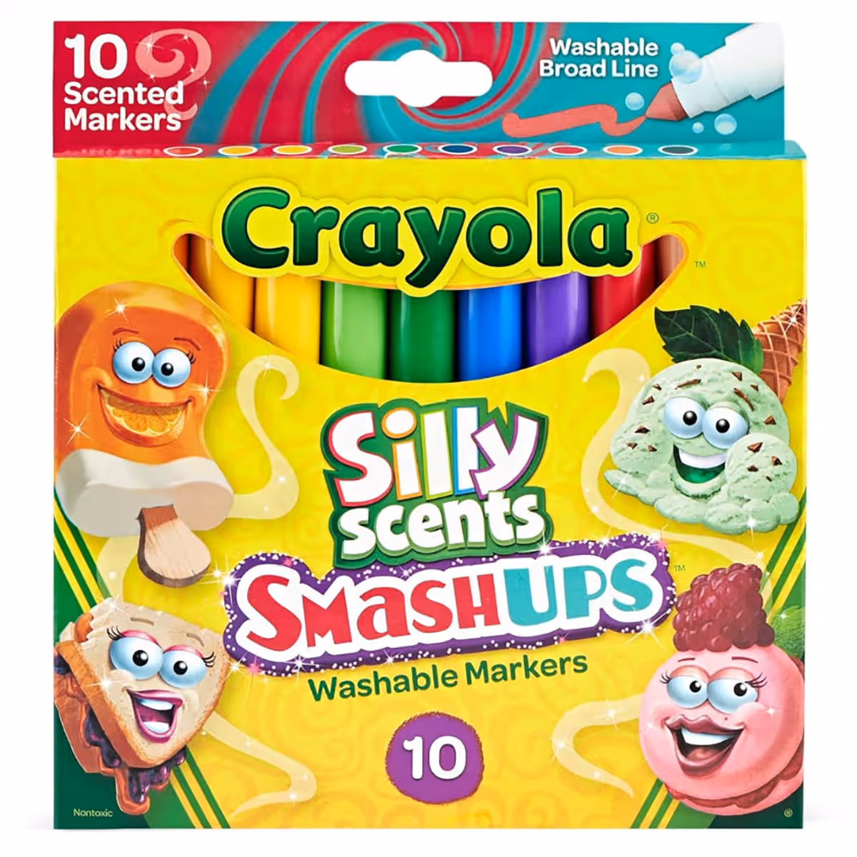 Crayola Silly Scents Smashups Broadline Markers Unisex, 3-4 Years, Pack of 10