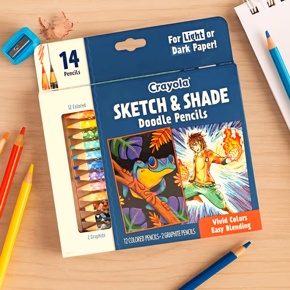 Crayola Sketch & Shade Doodle Pencils Unisex, 8-10 Years, Pack of 14