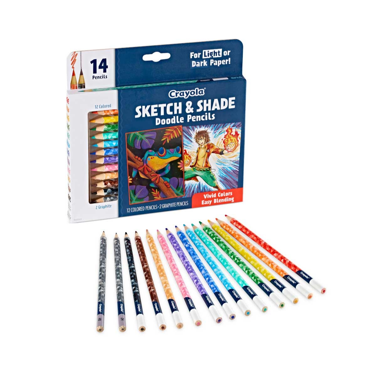 كرايولا أقلام رسم وتظليل، للجنسين، من عمر 8 إلى 10 سنوات، مجموعة من 14 قطعة