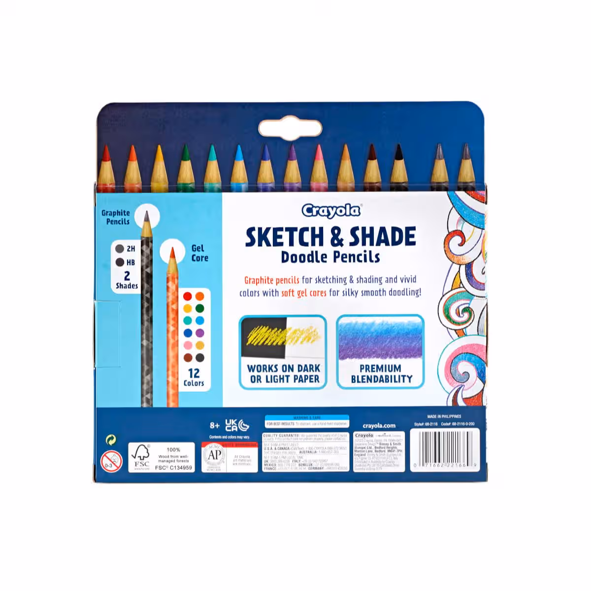 Crayola Sketch & Shade Doodle Pencils Unisex, 8-10 Years, Pack of 14