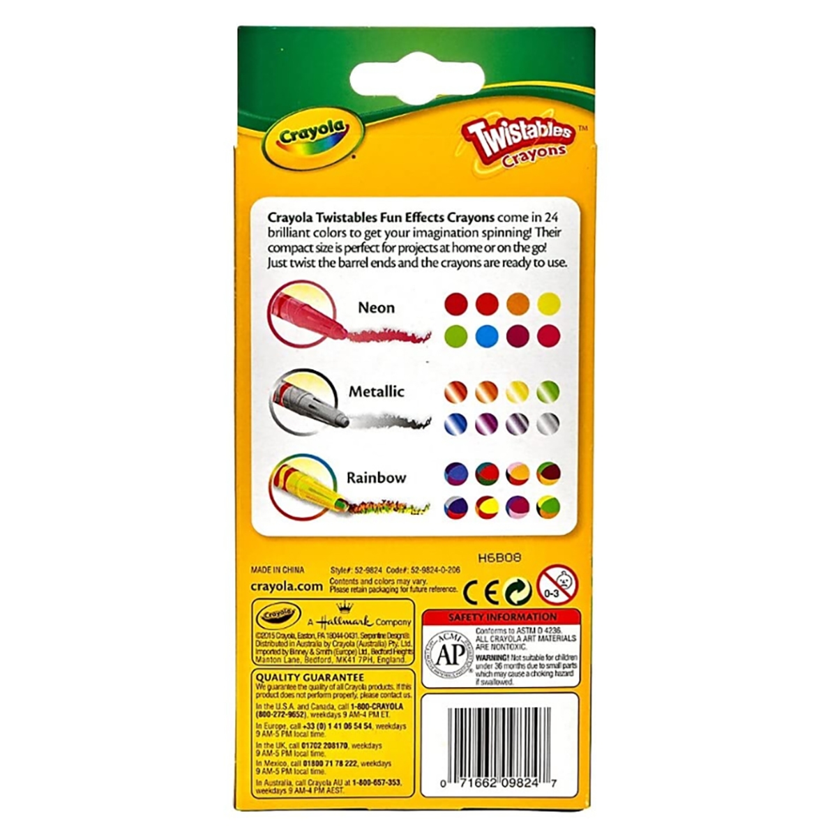 Crayola Special Effect Twistable Crayons Unisex, 3-4 Years, Pack of 24