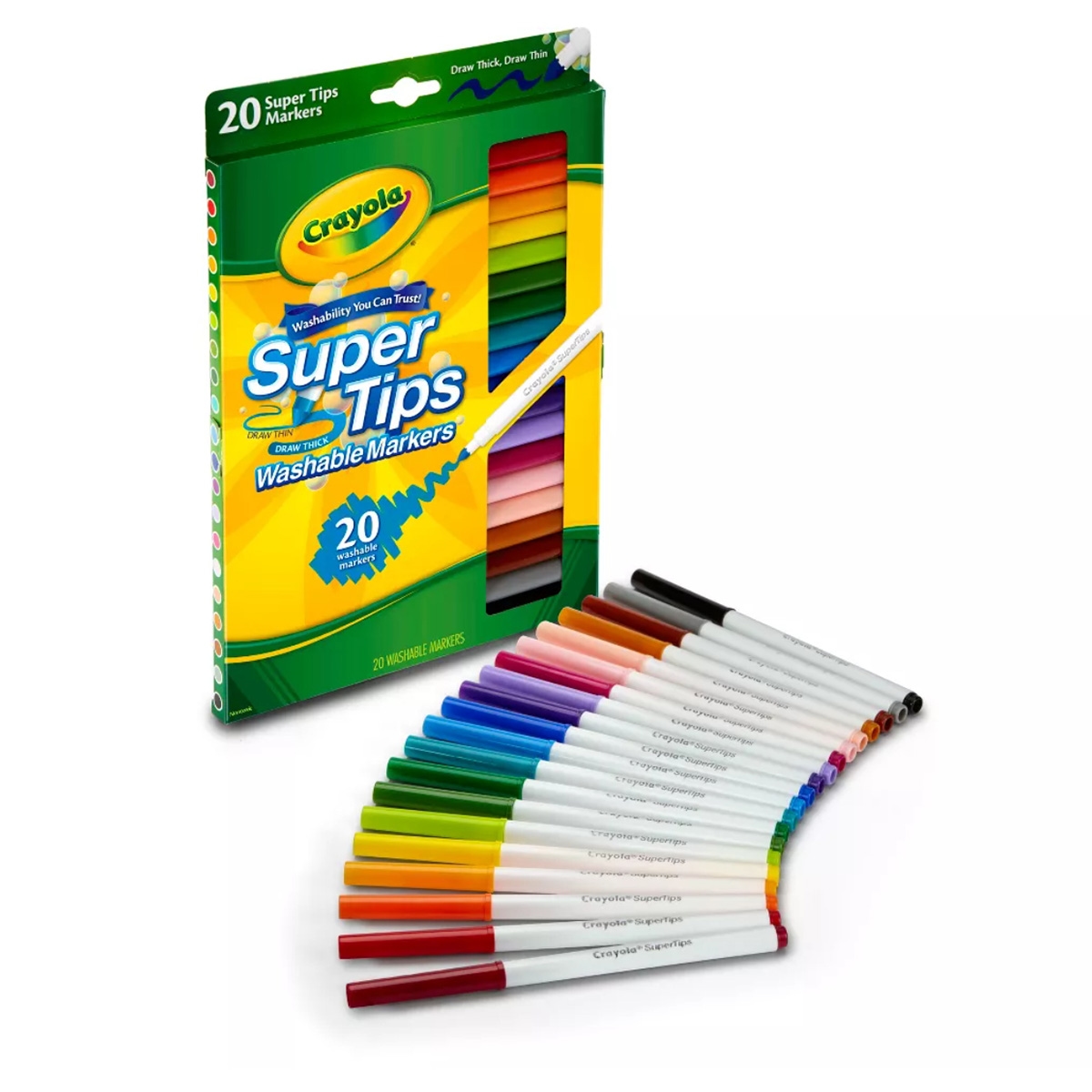 Crayola Super Tips Washable Markers Unisex, 3-4 Years, Pack of 20